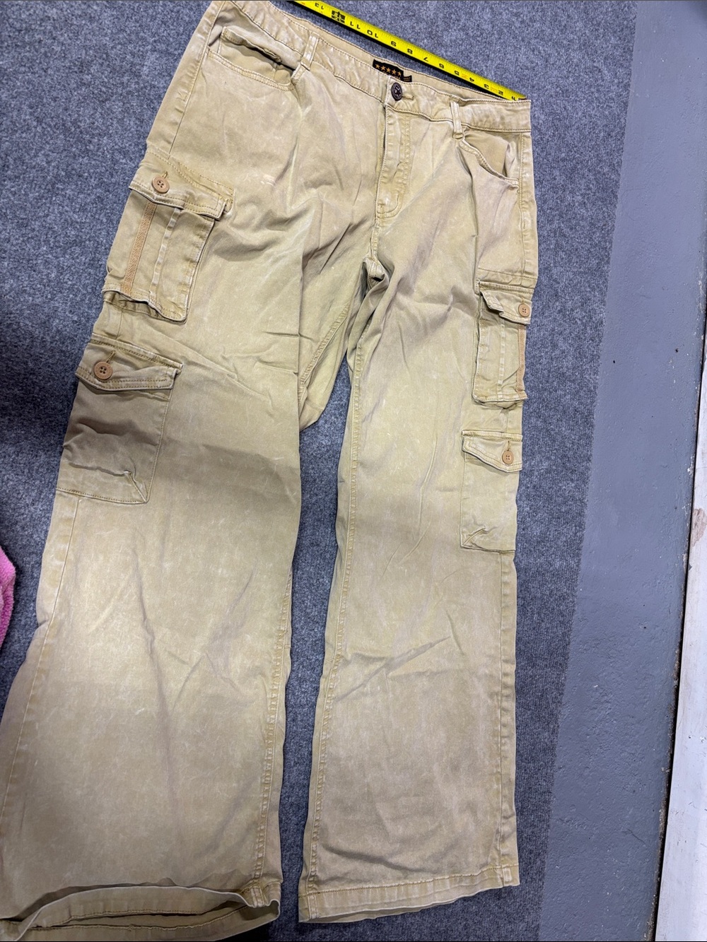 Khaki Cargo Pants with Button Flap Pockets